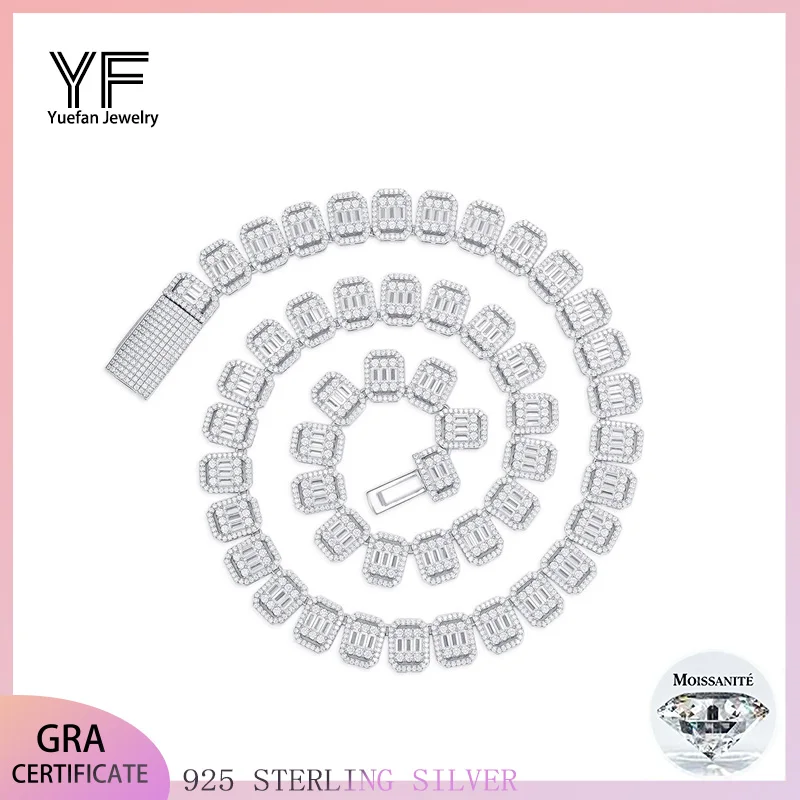 

Мужское ожерелье из серебра 925 пробы с муассанитом 2x4 мм, сертифицированное VVS, позолоченное 18 карат, очаровательные украшения в стиле панк, хип-хоп для мальчиков и девочек