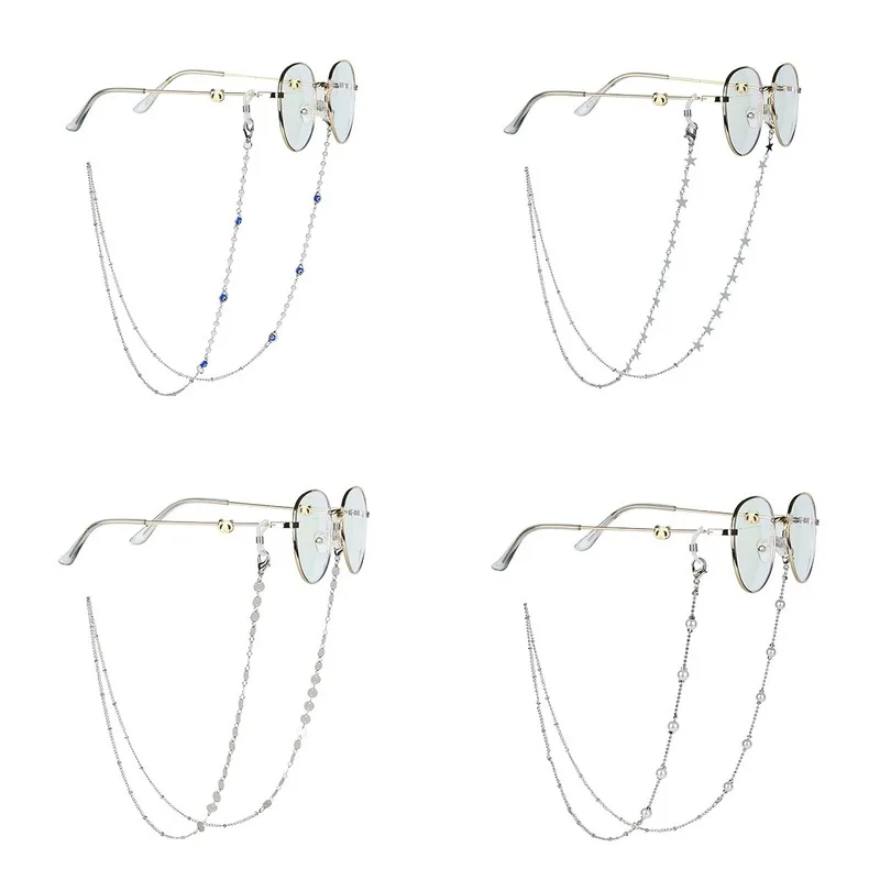 2023 Fashion silver color Sunglasses Chain Mask Lanyard Disc Pearl Rose Flower Glasses Chain Mask Holder New Jewelry for Women