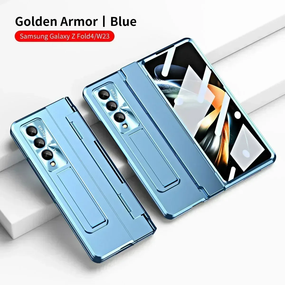 Flat Hinge Stand Fold Phone Cases For Samsung Galaxy Z Fold 5 4 3 Case Lens Protector Support Wireless Charging ZFold3 4 5 Cover