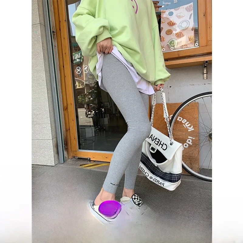 Spring Autumn Thin Women's Base Layer Pants Sports Yoga Nine Points Large Size 300 Pounds Elastic Slim Fit Bottoms