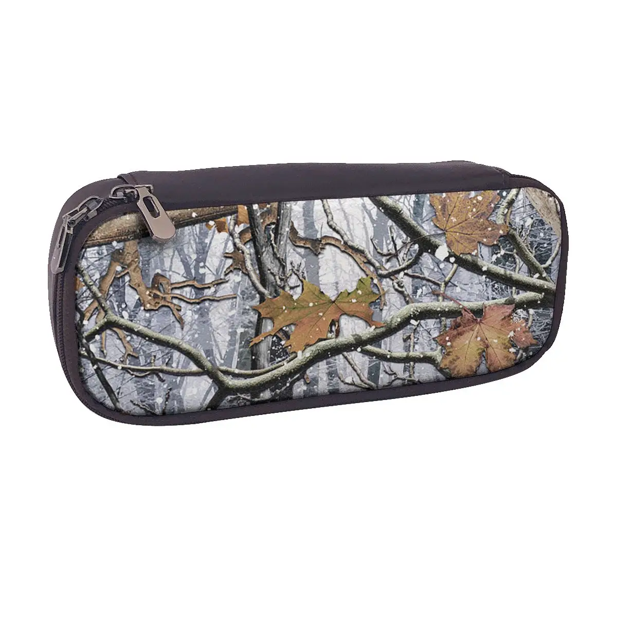 

Кожаный пенал с камуфляжным рисунком настоящего дерева для студентов, подарки, коробка для ручек, сумка-карандаш, канцелярские принадлежности