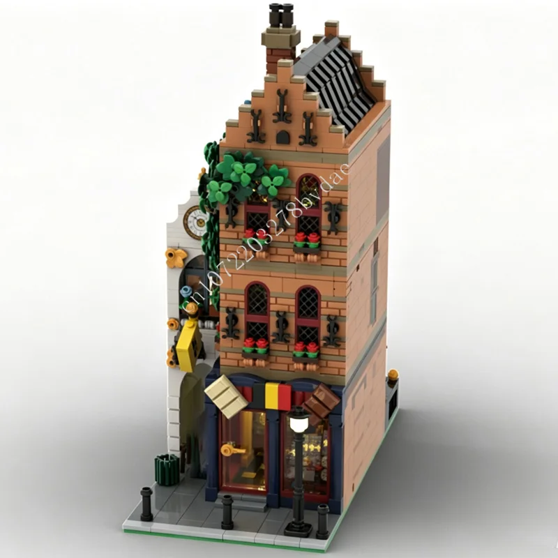 2066PCS Belgian Chocolate Shop MOC Creative street view Model Building Blocks Architecture DIY Education Assembly Model Toys