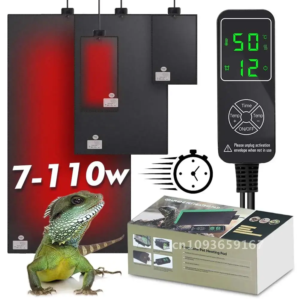 Upgraded 7-110W Reptile Heat Mat Plants Heating Pad Greenhouse Controller for Garden Temperature Adjustable Seedling with Plants