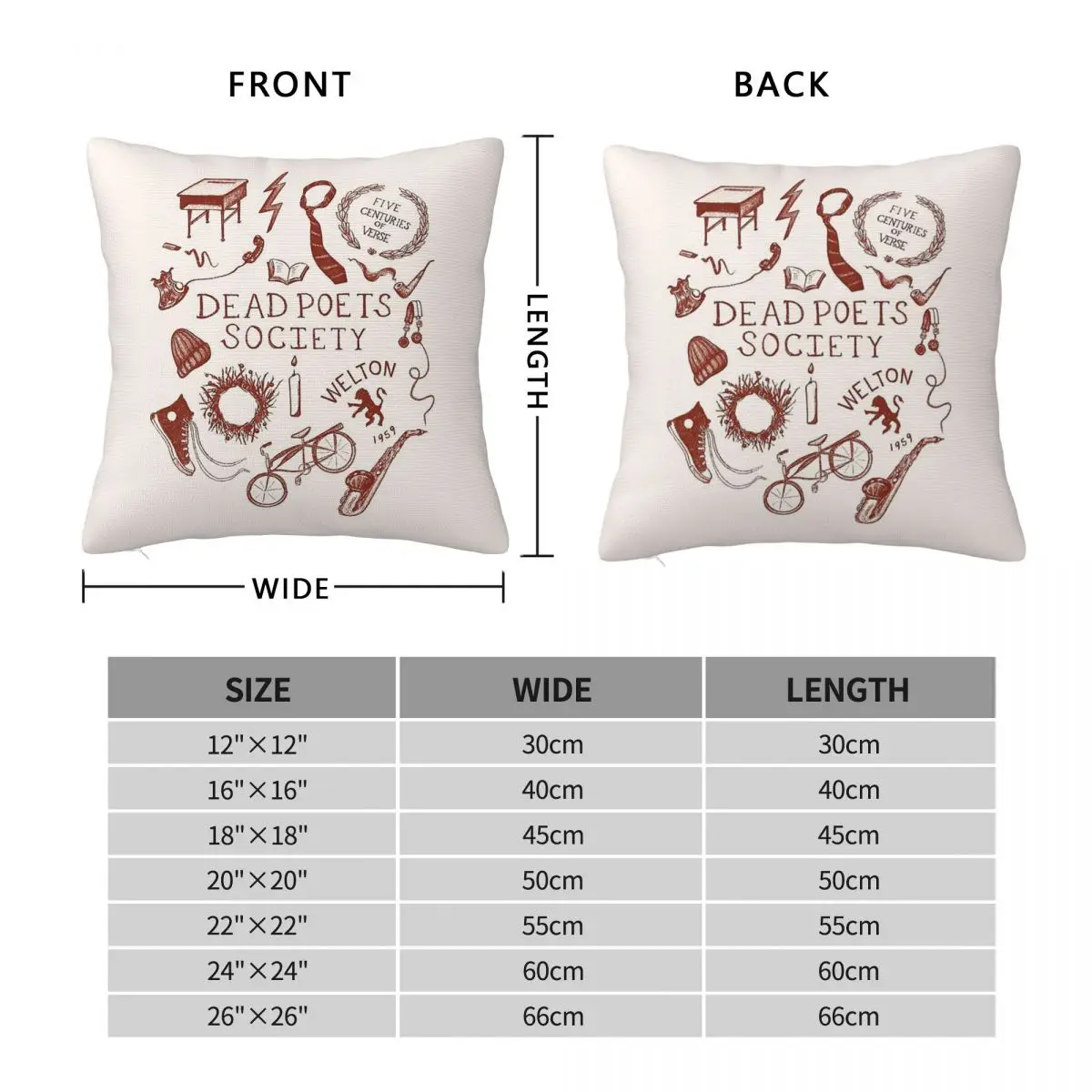 Dead Poets Society Welton Square Pillowcase Polyester Linen Velvet Printed Zip Decorative Throw Pillow Case Room Cushion Cover