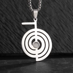 Stainless Steel Cho Ku Rei Opal Necklace Reiki Protection Healing Chokurei Necklace Sacred Geometry Protection Amulet Jewelry