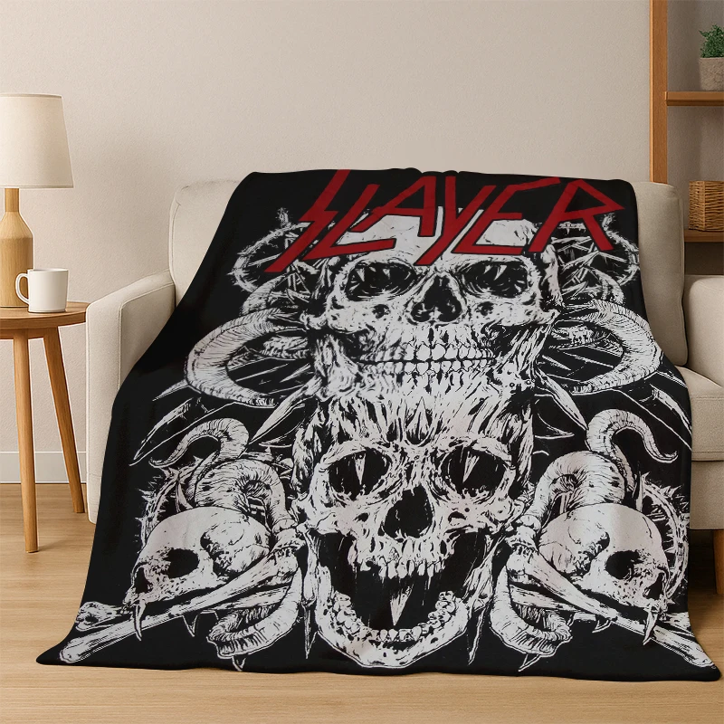 3D Slayer Heavy Metal Rcck Band Sign Flannel Blanket Soft Warm Blanket Throw Blanket for Bedroom Living Room Bed Travel Picnic