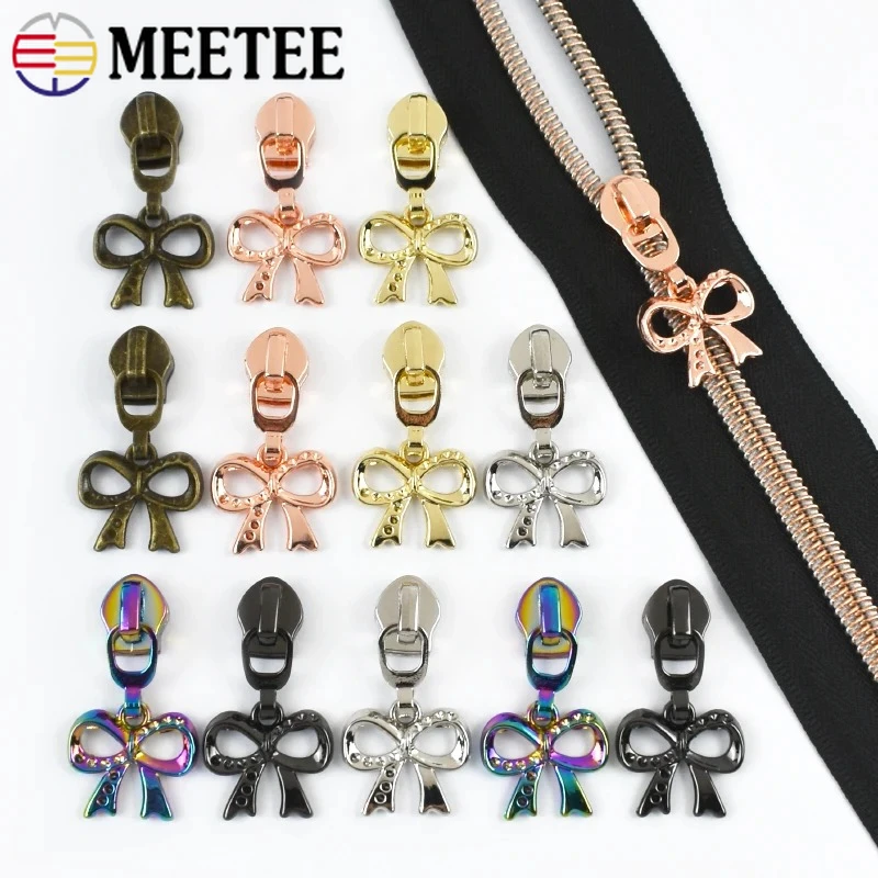 

5/10/20Pcs Meetee 5# Sewing Zipper Slider for Nylon Zippers Tape Garment Decor Zip Puller Clothes Bags Ziper Cosure Repair Kits