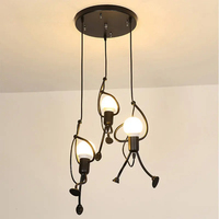 LED Pendant Lights Vintage Iron Little Man Hanging Lamp for Home Living Children's Room Dining Table Decor E27 Pendant Light