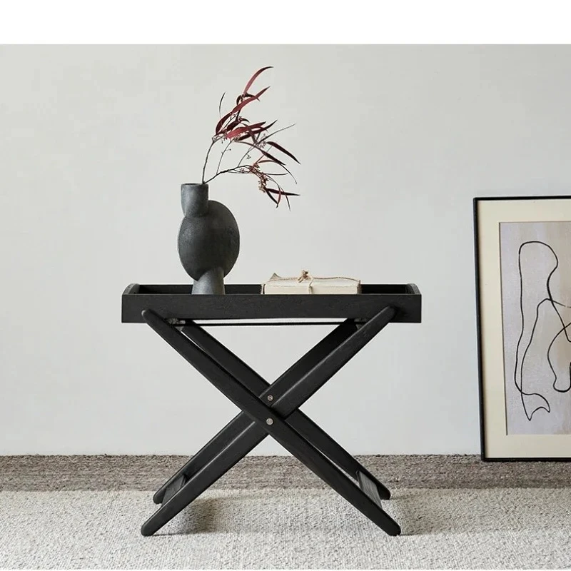 

A15 Nordic Solid Wood Folding Log Tea Table Removable Designer Model Living Room Sofa Corner Table