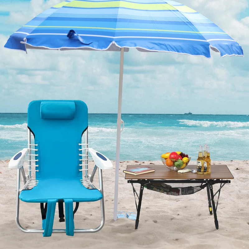 Hot Outdoor Beach Chair With Easy-Carry Design Foldable And High Weight Capacity Featuring Metal Construction Pillow Cup Slot