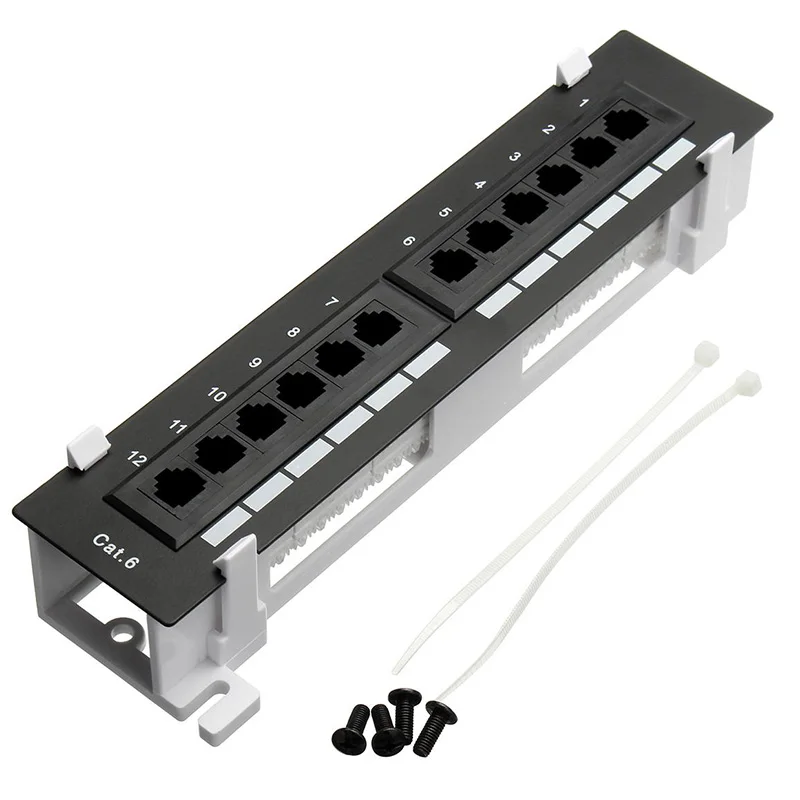 Network Tool Kit 12 Port CAT6 Patch Panel RJ45 Networking Wall Mount Rack with Wall Mount Bracket