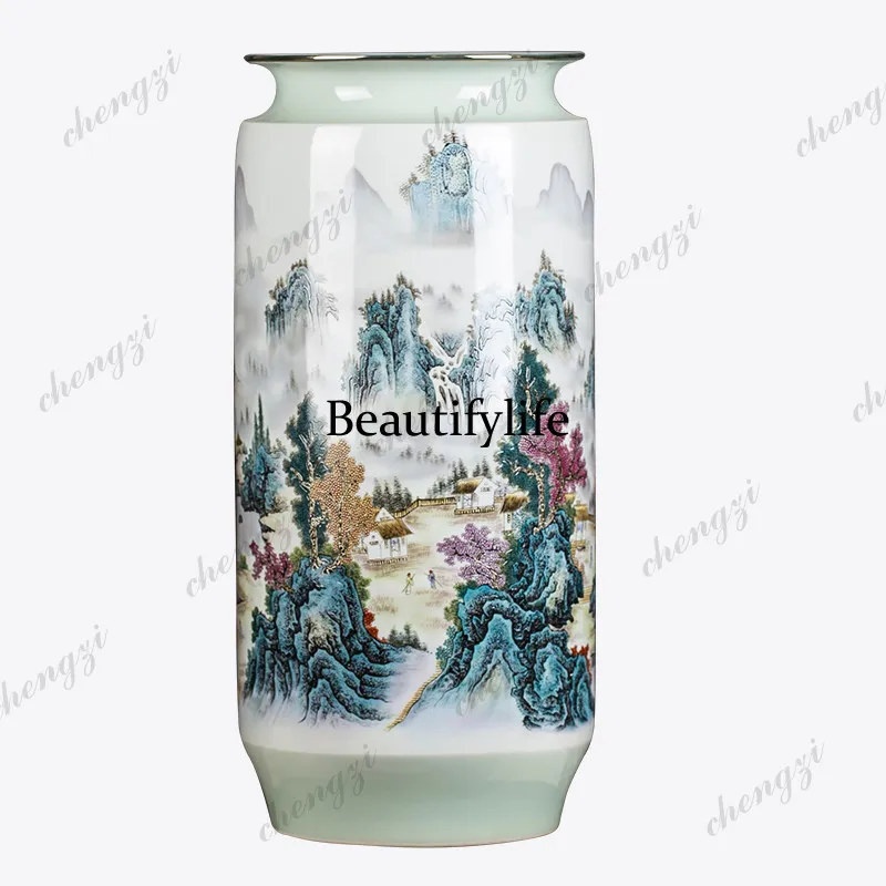 Jingdezhen ceramic vase decoration, new Chinese-style flower arrangement ornament flower utensils,  water raising large size