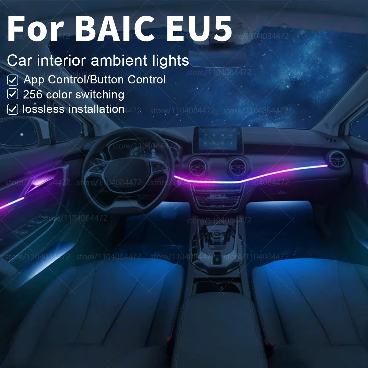 

Для BAIC EU5 22in1 RGB салон автомобиля акриловые автомобильные окружающие освещение RGB скрытая акриловая полоса украшения атмосфера аксессуары