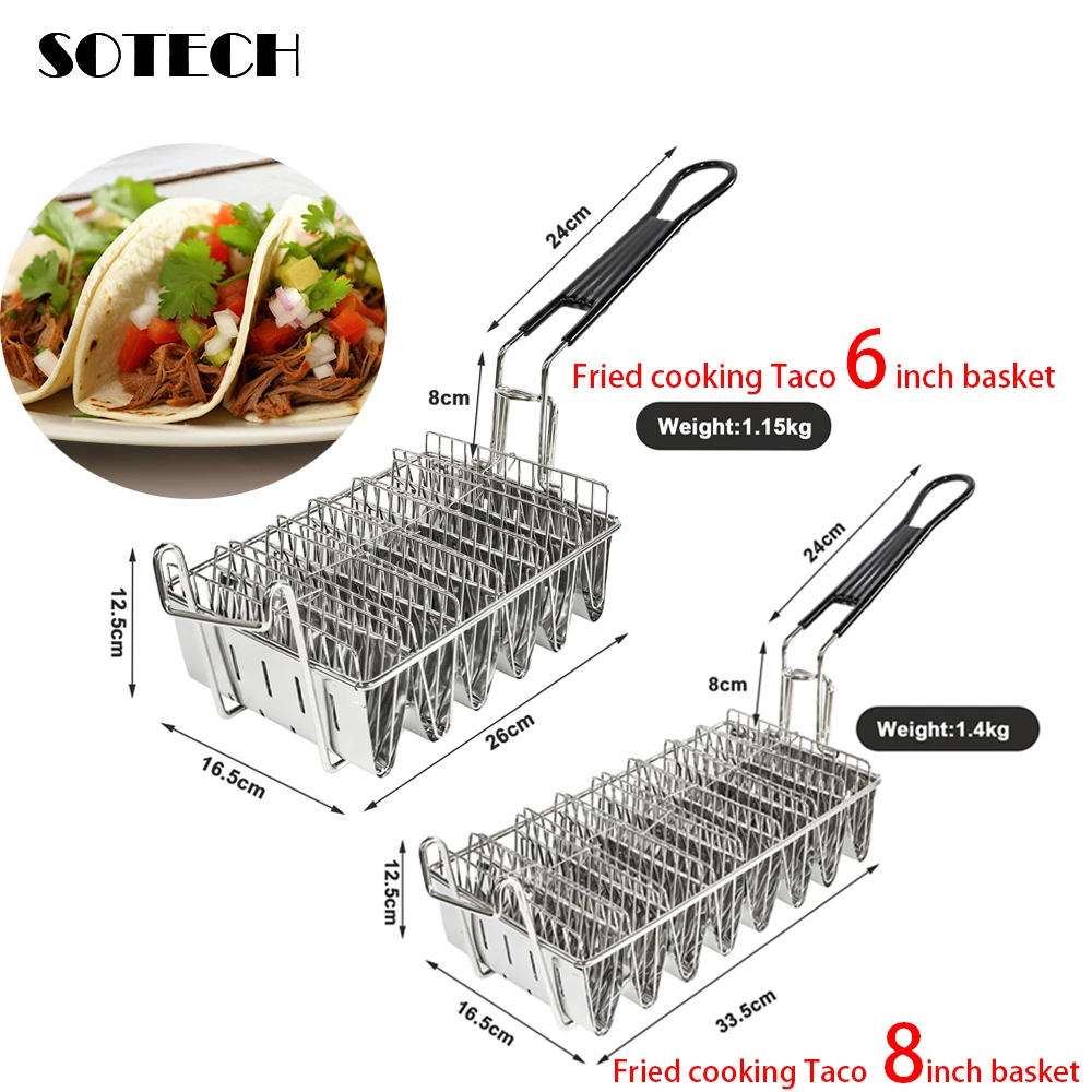 

Fried cooking Taco 8 inch basket French Fries Basket Tortilla Fry Basket for Deep Fat Fryer Squarec Basket Stainless Steel ﻿