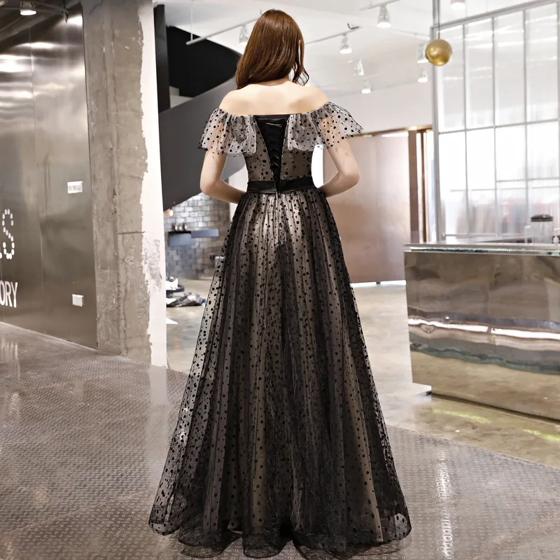 2025, neues, schulterfreies, langes, kleines und dünnes Bankett-Abendkleid, elegantes und stimmungsvolles Hosting-Bankett-Abendkleid