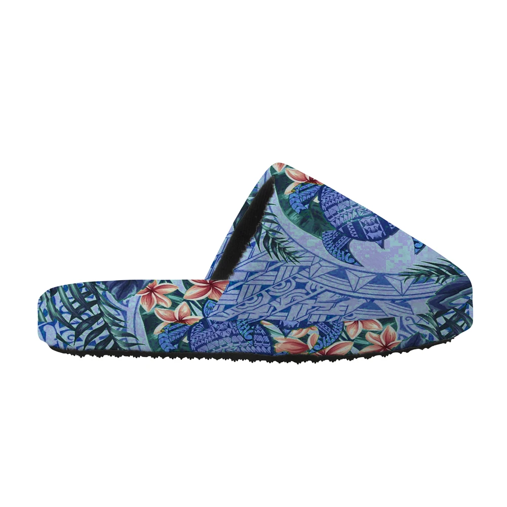 Noisydesigns Men's Slippers Non-Slip Tortoise Hibiscus Boho Flower Pattern Autumn Winter Floor Cotton Indoor Cozy Shoes