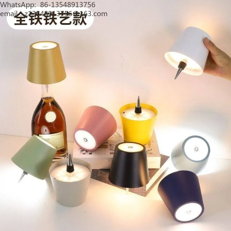 Metal multi-colored wine bottle light, rechargeable RGB portable desk lamp bar restaurant desktop ambient light