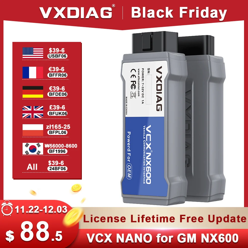 VXDIAG NANO NX600Pro for GM USB WiFi Code Reader Car OBD2 Diagnostic Tool J2534 Programming ECU Coding for Opel Buick Chevrolet