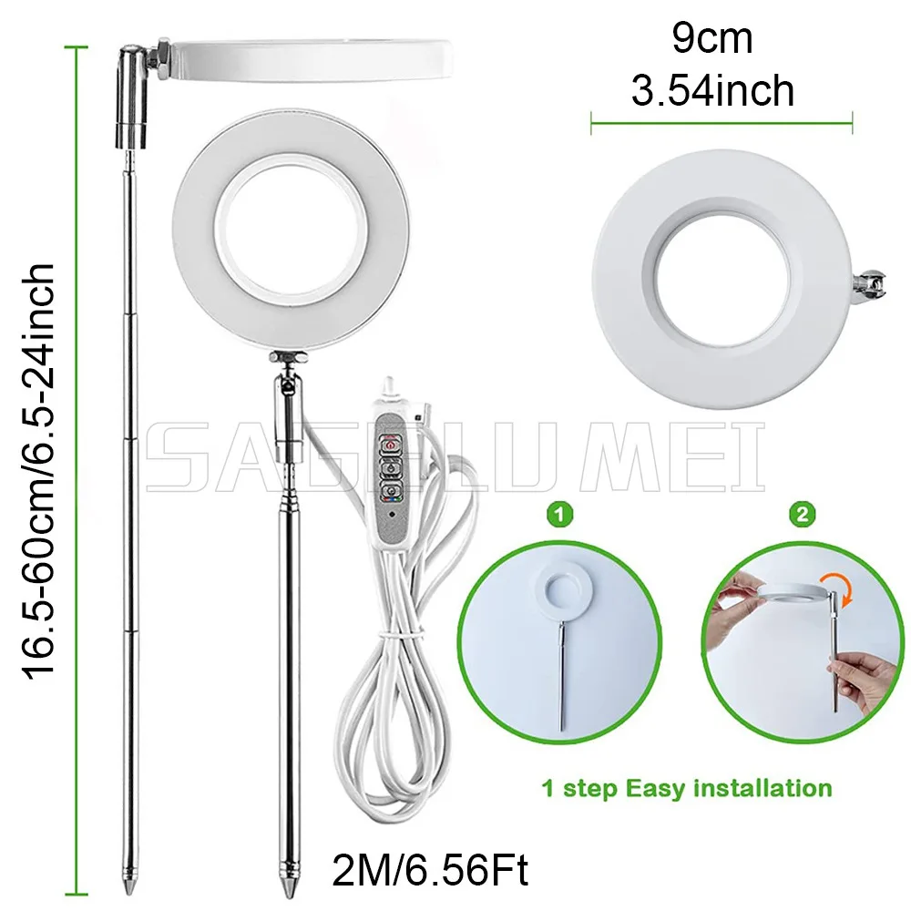 5V USB wysuwana wysokość pełne spektrum symulowane światło słoneczne lampa do roślin 2/4/8H włączanie/wyłączanie światło do uprawy roślin Angel Ring