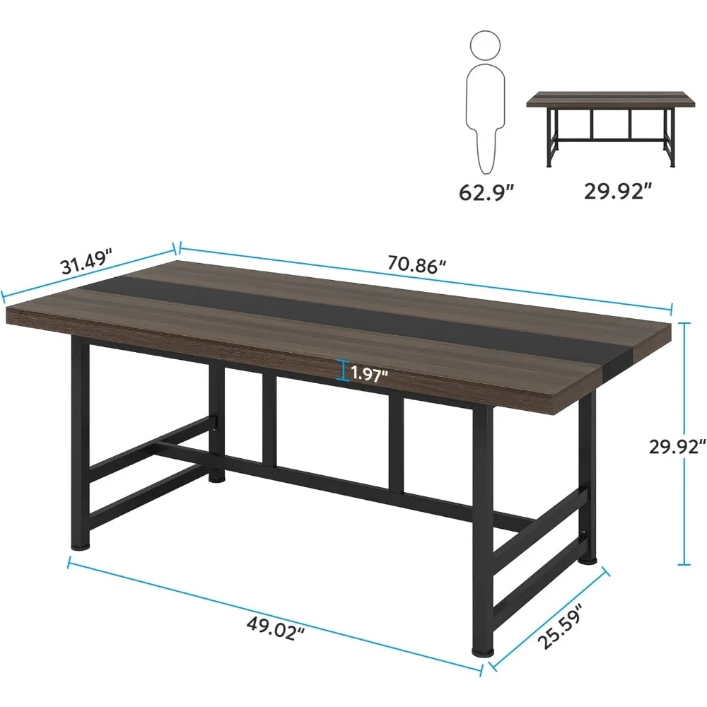 6FT vergadertafel, 70,86L * 31,49 W inch vergadertafel, rechthoekige seminertafel, vergaderzaaltafel, groot computerbureau