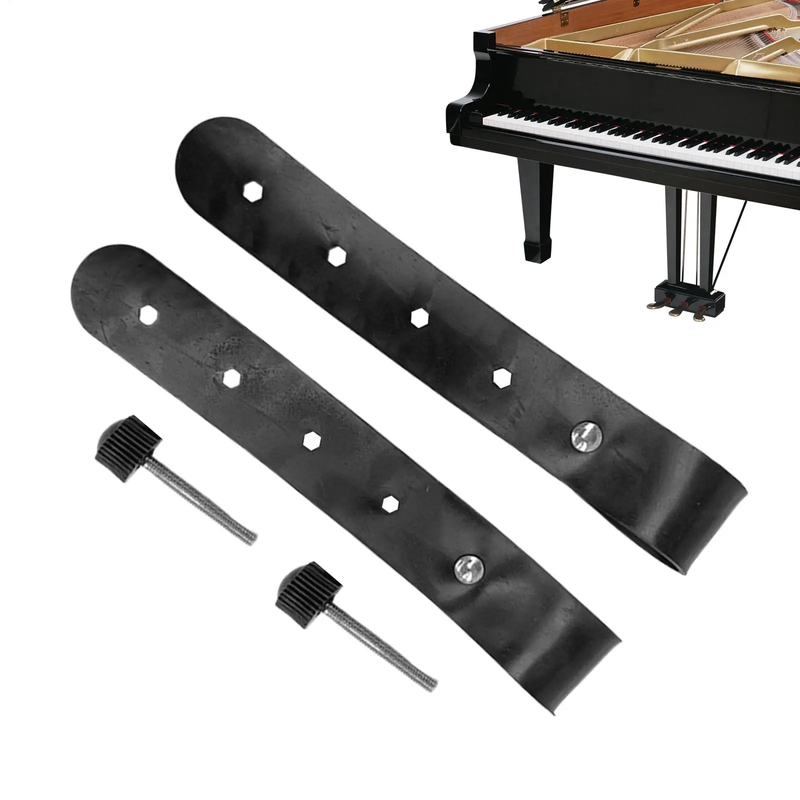 2pcs Piano Stand Straps PU Leather Adjustable Fixing Ties Keyboard Locking Straps for Home Studio Concert Party Performance