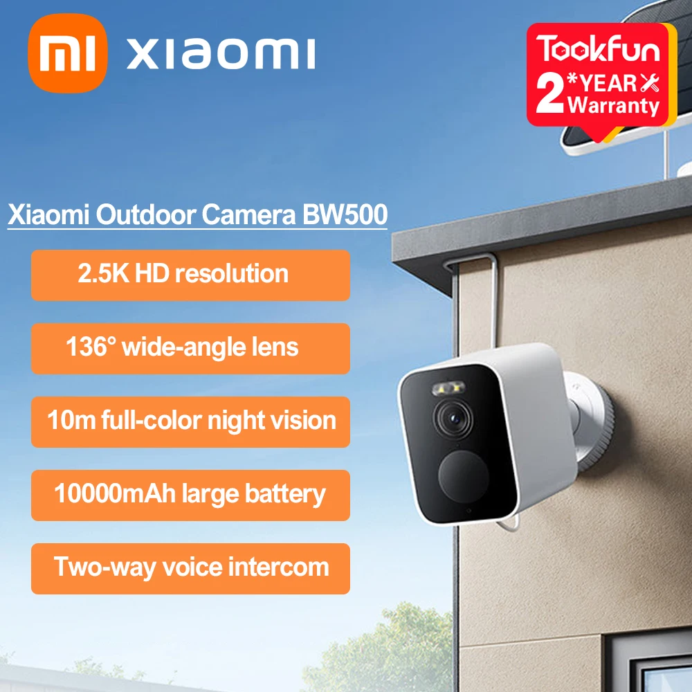 Xiaomi Outdoor Camera BW500 IP67 Two-Way Voice Intercom 2.5K HD Resolution 136° Wide-Angle Lens Night Vision 10000mAh Battery