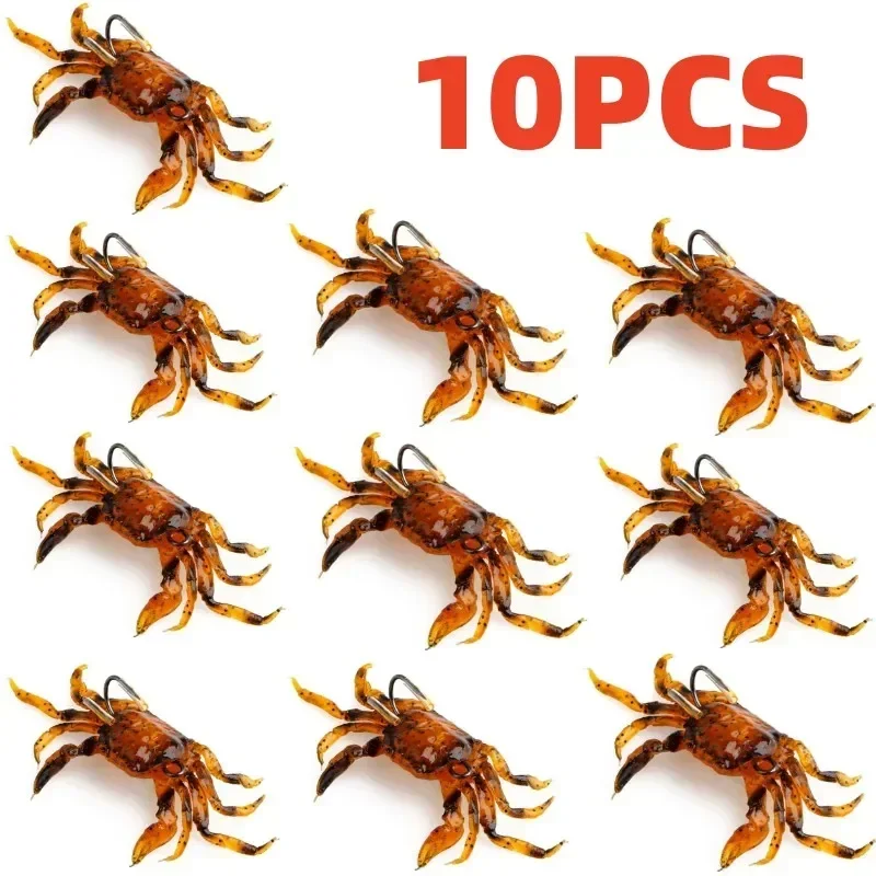 

ALASICKA 5-10pcs 8/10CM Crab Lure 3D Simulation Crab Bait Artificial Bait Soft Bait Bass Wrasse Cod Sea Fishing Hook Tackle Tool