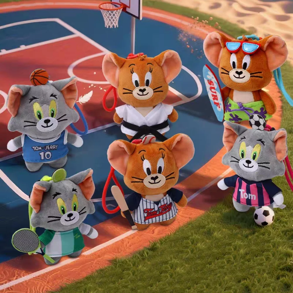 

Подлинная аниме Том и Джерри, плюшевая кукла, брелок Kawaii, спортивная серия, плюшевые мультяшные украшения для рюкзака, куклы, игрушки, подарки для девочек