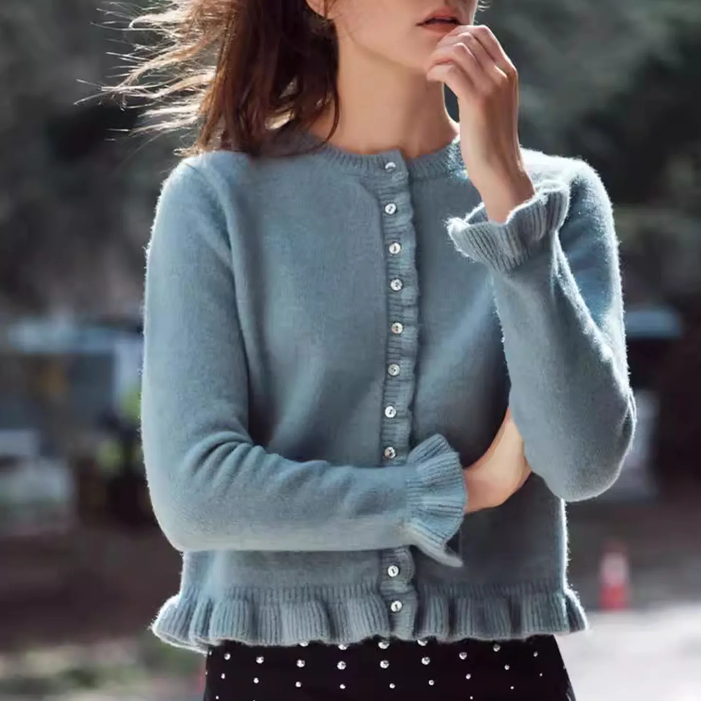 Z-suéter de punto personalizado en capas para mujer, novedad de otoño 2025, estilo europeo, informal, versátil, para ir al trabajo