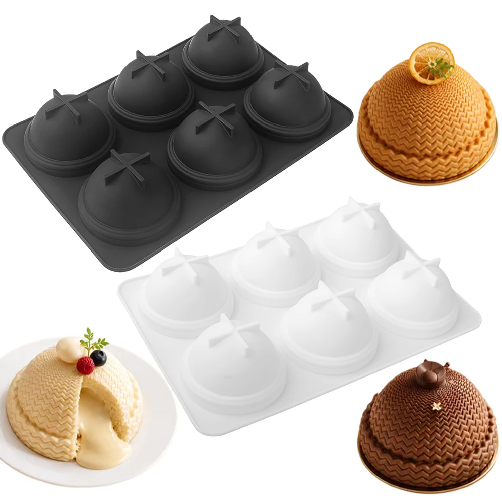 6-Cell Hemisphere Knitted Hat Design French Mousse Mold Silicone Bakeware Kitchen Cake Dessert Tools Silicone Chocolate Mould