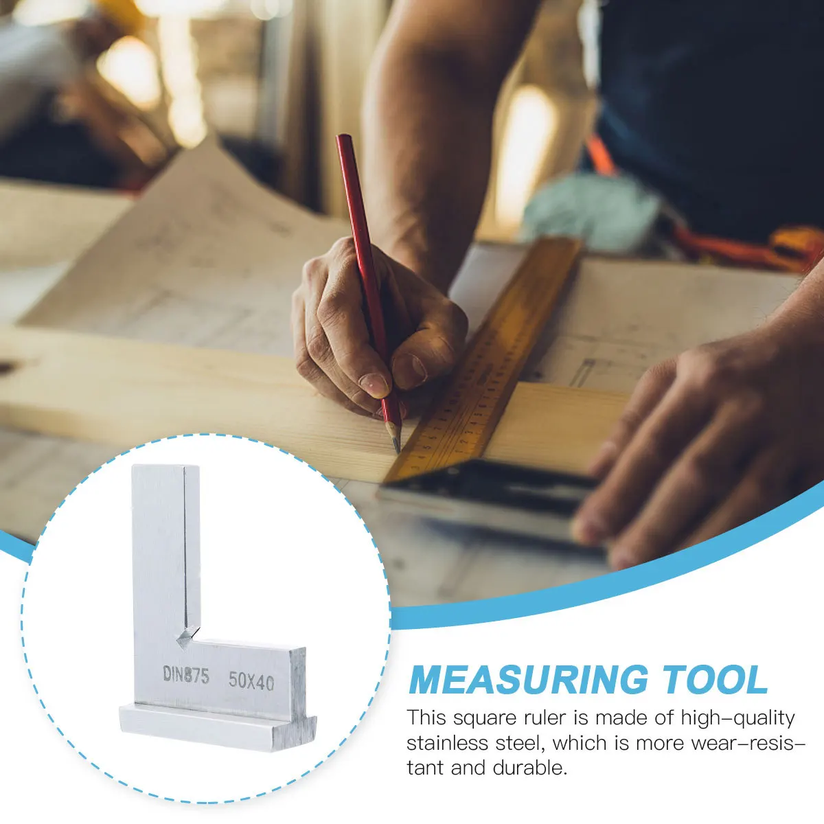 

Stainless Steel Square 90 Degree Thickened Precision Right Angle Measuring Ruler For Professional Measurement Durable