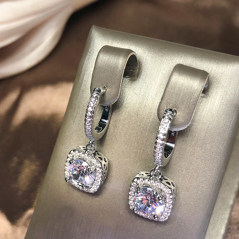 

6.5mm Round Cut Moissanite Drop Earrings Gold D Color VVS1 Wedding Jewelry With Certificate Trendy Luxury Designer Earings 2024