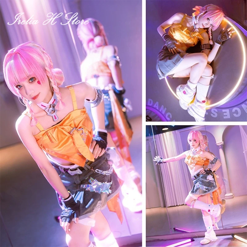 Irelia H Anime OW Mercy 코스프레 의상 걸 그룹 Mercy Angela Ziegler K-pop 탑 스커트 슈트 여성 할로윈 의상