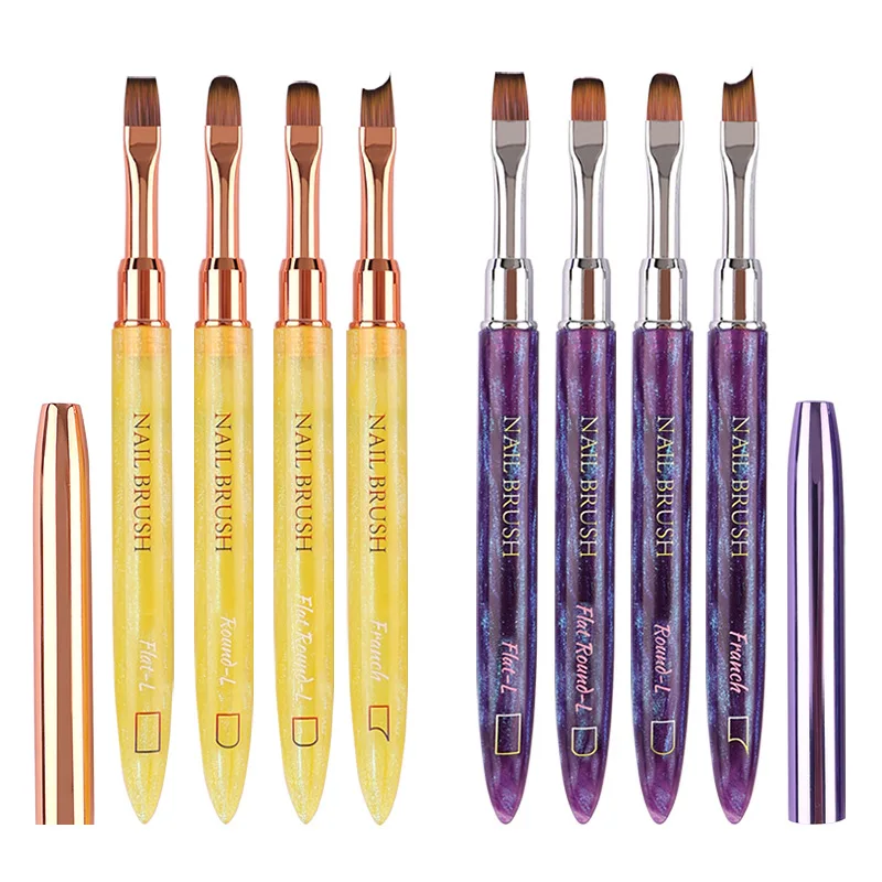 แปรงเจล 1/4 ชิ้น แบบวงรีและแบบแบน สำหรับทำเล็บเจลยูวี แปรงออกแบบมืออาชีพ สำหรับร้านทำเล็บและทำเองที่บ้าน