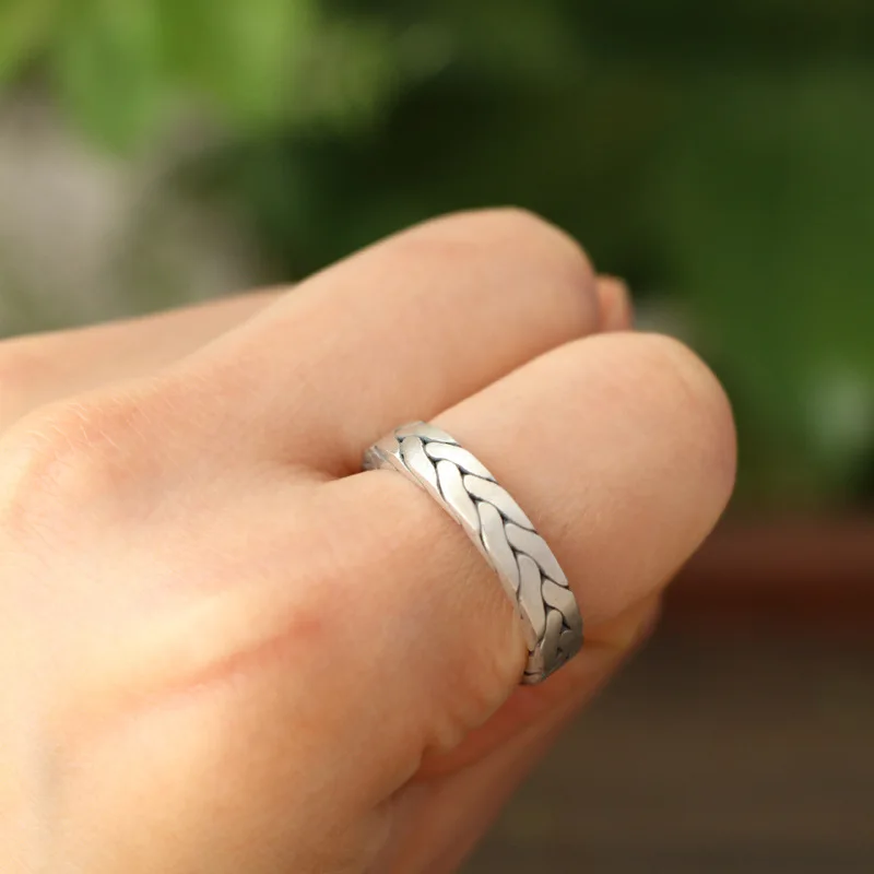 

Buyee 925 Sterling Silver Couples Ring Elegant Knit Shape Open Ring Finger for Women Men Fashion Party Fine Jewelry Circle Gift