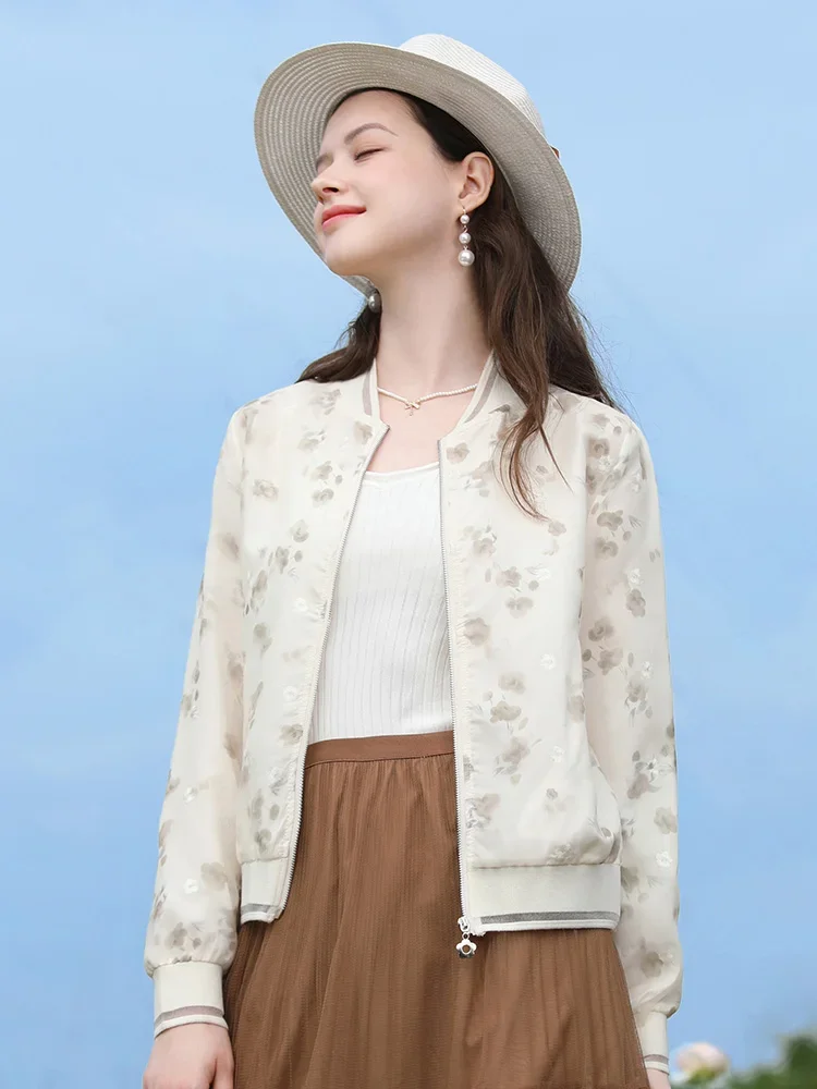 I BELIEVE YOU Apricot French Floral Coat Women Autumn New 2024 Light Baseball Clothing Textured Casual Female Jackets CWT 245582 A