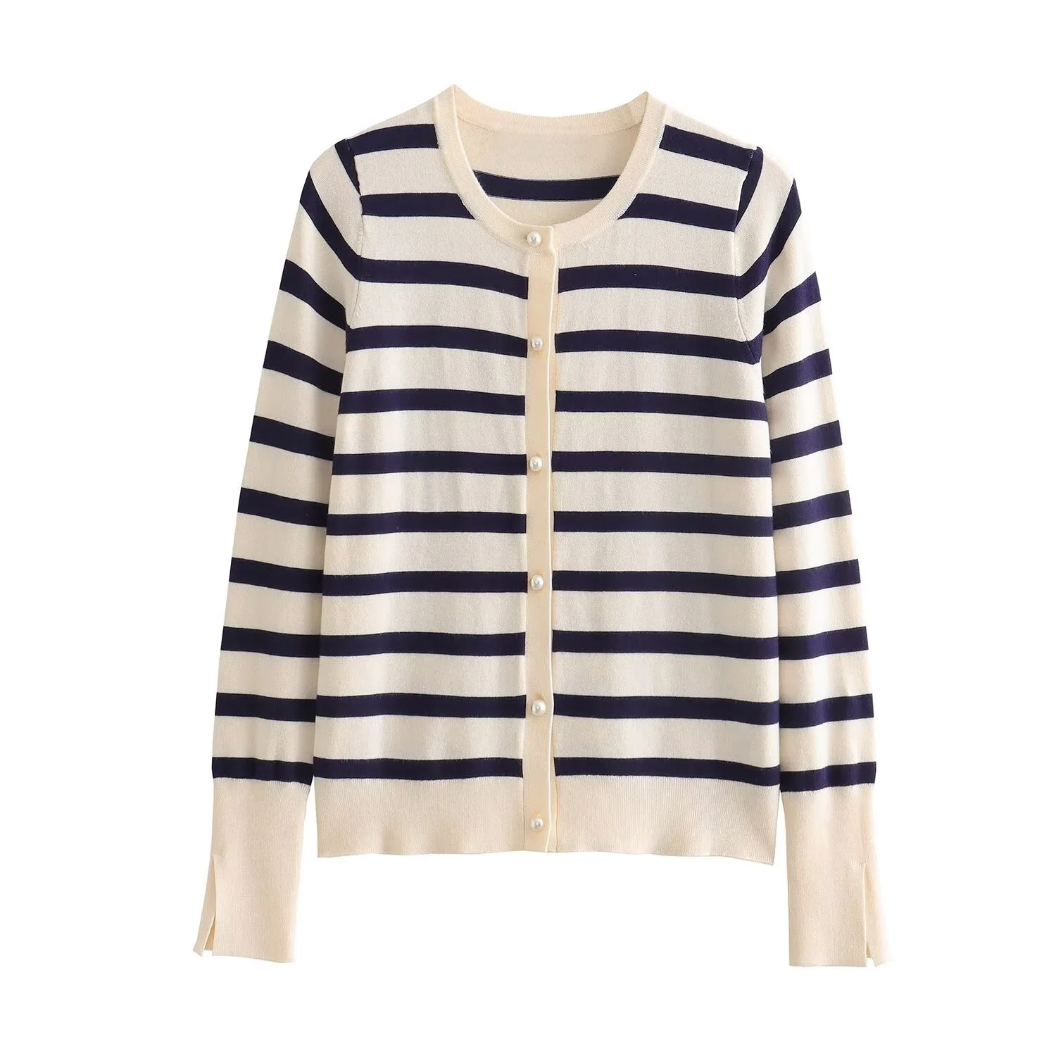 Women's Clothing 2024 New Versatile And Fashionable Temperament, Slimming Striped Knitted Cardigan, Thin Sweater Jacket