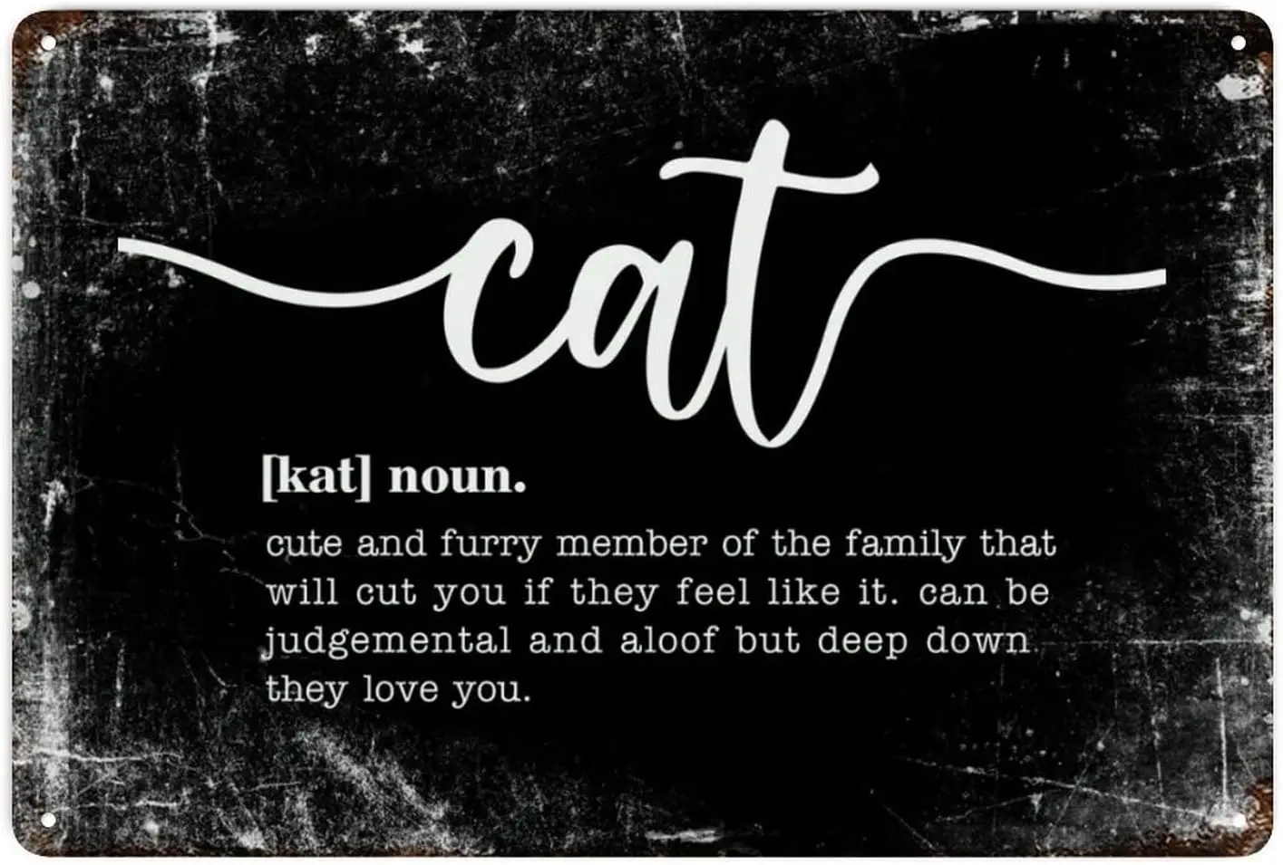 Retro Metal Signs Cat Word Definition Meaning Metal Tin Sign Poster Decorative Funny Gift Sign Metal Vintage Wall Plaque Housewa