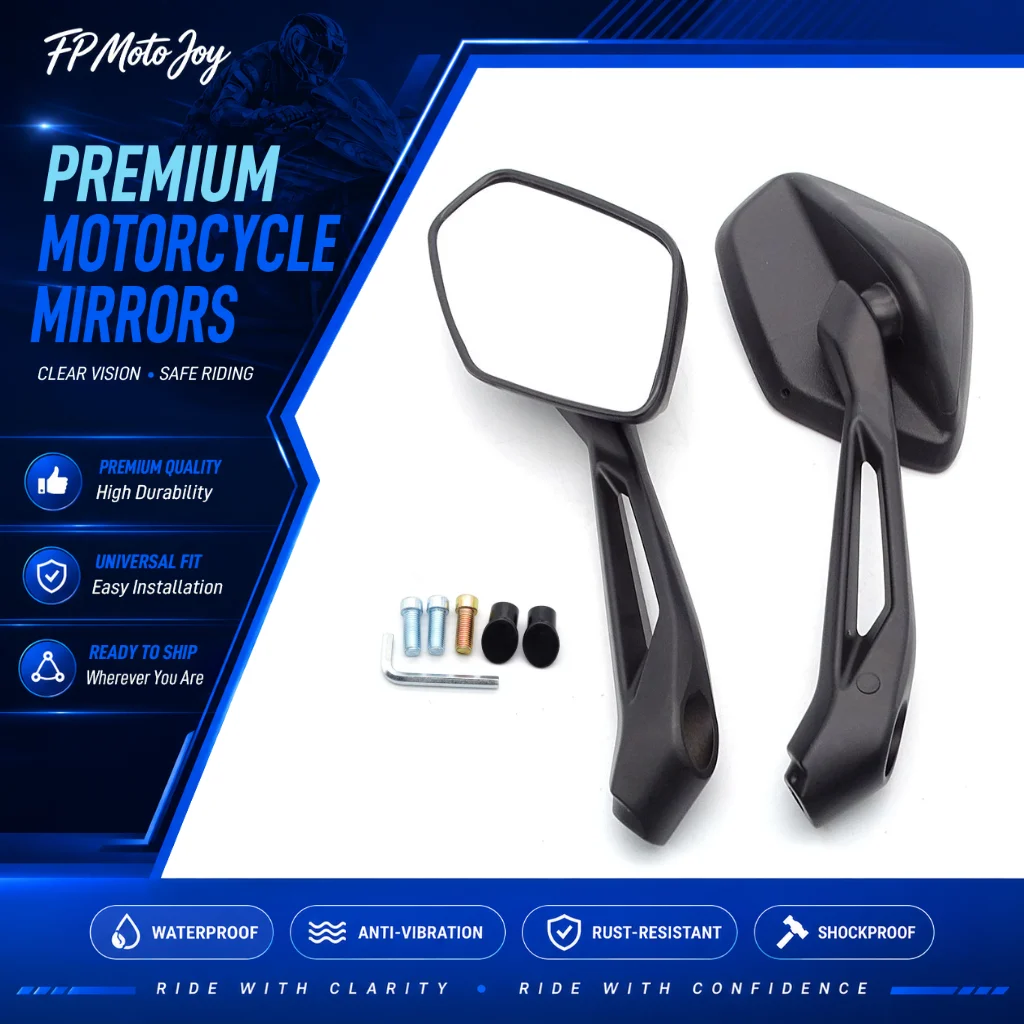 M10 Motorcycle Rear View Mirror, Universal Clear White Glass Side Mirror Fit Scooter Streetbike For Bajaj Kawasaki Dominar 400