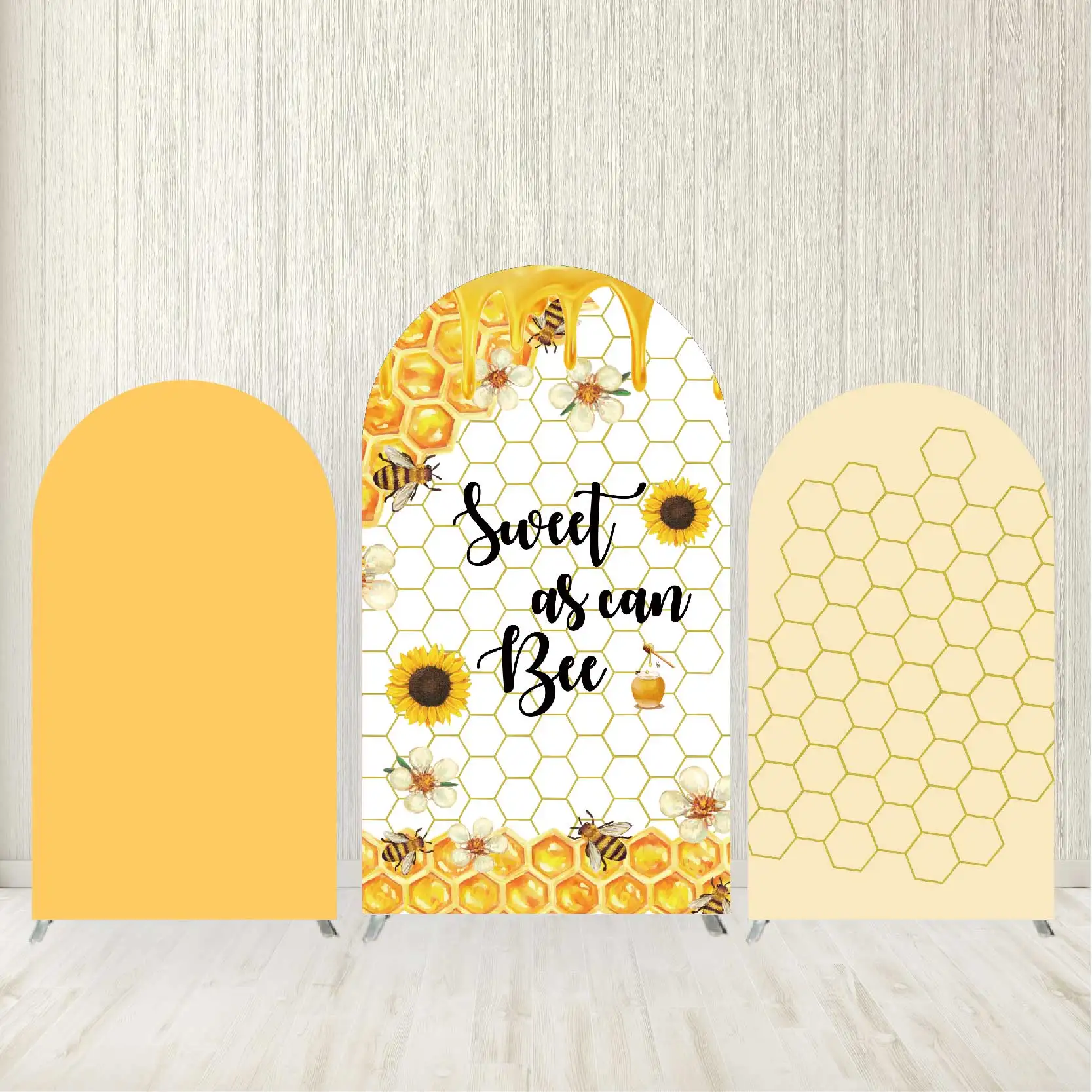 

Sweet As Can Bee Theme Arch Backdrop Elastic Cover Baby Shower Decor,Birthday Party Supplies Background Photo Shooting Props