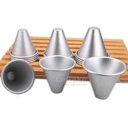 5pcs/lot 3 Sizes Cone Conus Shape Aluminium Alloy Tart Jelly Pudding Tarte Tart Mold Tin Ice Cream Molds for DIY Baking Supplies