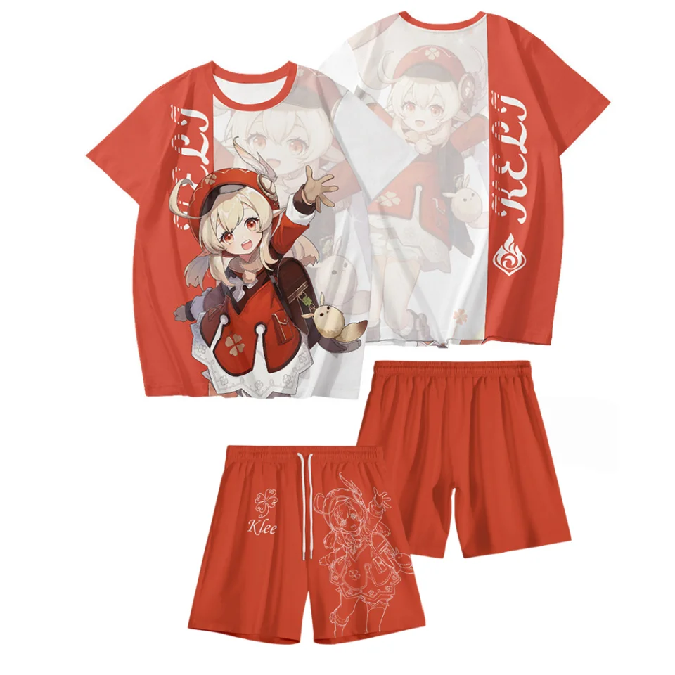 Genshin Impact Keli Short Sleeve Shorts Set for Men and Women West Wind Knights Anime Surrounding Cos