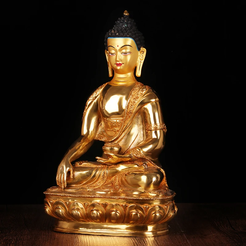 

Хорошая статуя Будды #32 см большая # домашний талисман эффективная защита # Тибетский Непал буддизм позолоченная латунная статуя Будды