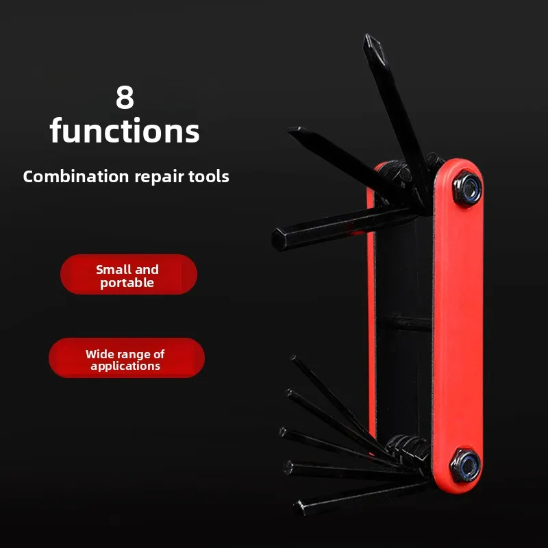 مجموعة أدوات متعددة للدراجة 8 في 1، مجموعة مفاتيح سداسية مع تصميم قابل للطي لإصلاح وصيانة دراجات الطرق الجبلية