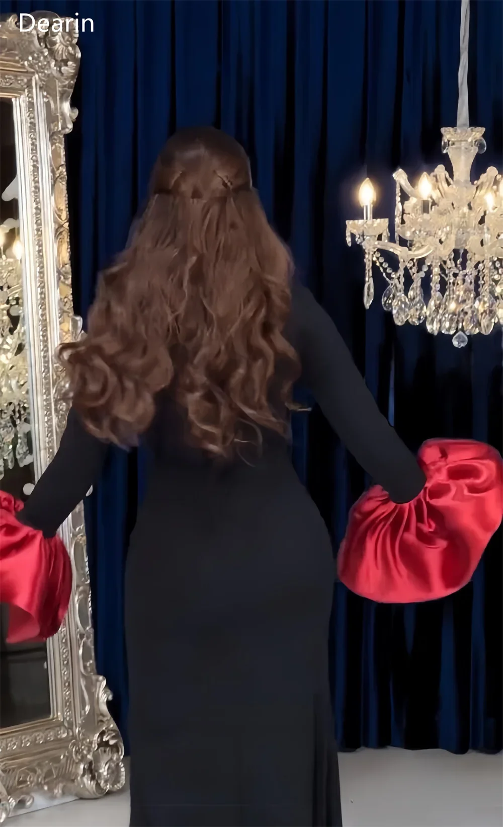 Customized Evening Gown Women Formal Dearin V-neck Mermaid Floor Length Tulle Skirts Draped Bespoke Occasion Dresses Prom Dress