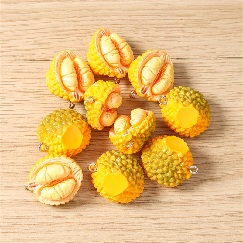 10 Stück 21x25mm Niedliche Gemischte Harz-Frucht-Durian-Anhänger für Schmuckherstellung Halsketten Ohrringe Armbänder DIY Bastelzubehör – Detail 8