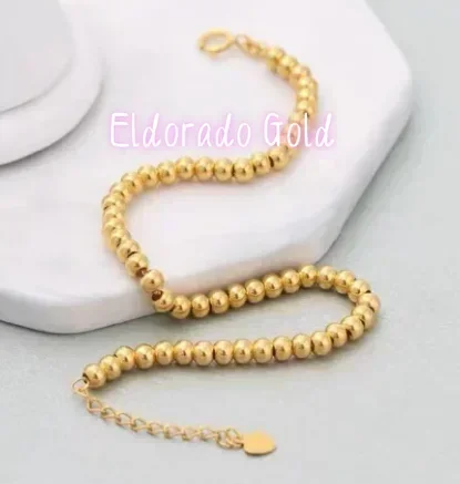 

Золотые браслеты Eldorado Gold 18k, браслеты с настоящими бусинами для женщин, браслет с шариками из золота au750, регулируемые браслеты с бусинами 2,5 мм/3 мм/4 мм.