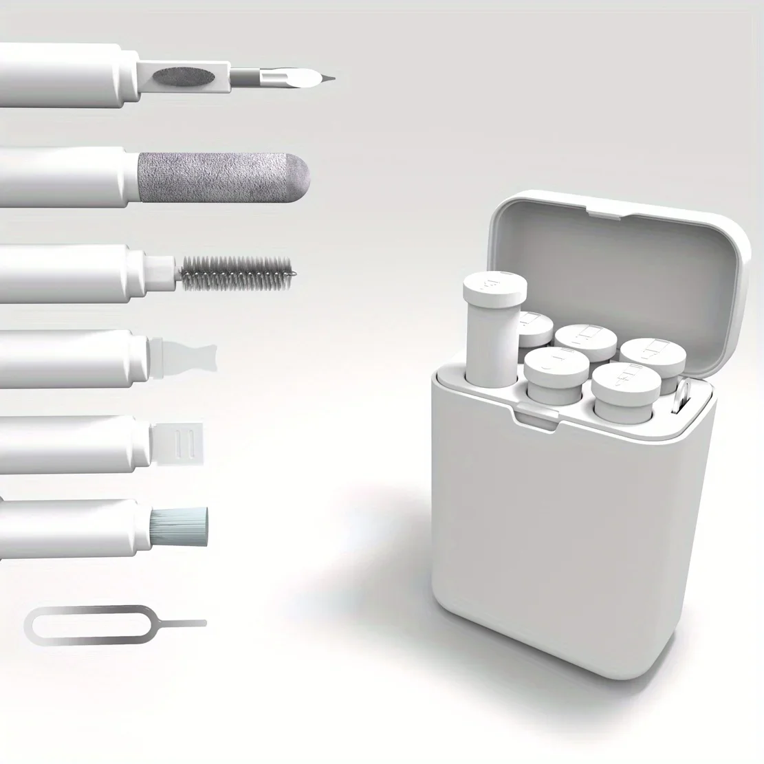 Kit de limpieza multidispositivo de diseño portátil para AirPods, teléfonos, cámaras y computadoras: incluye herramientas limpiadoras de cables y conectores