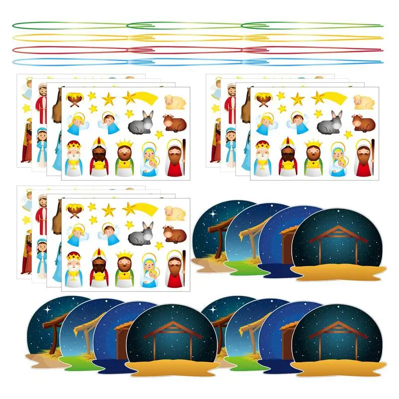 

Nativity Scene Stickers 36pcs Set Nativity Scene Party Game For Kids Crafting Decals Easter Parties Decor