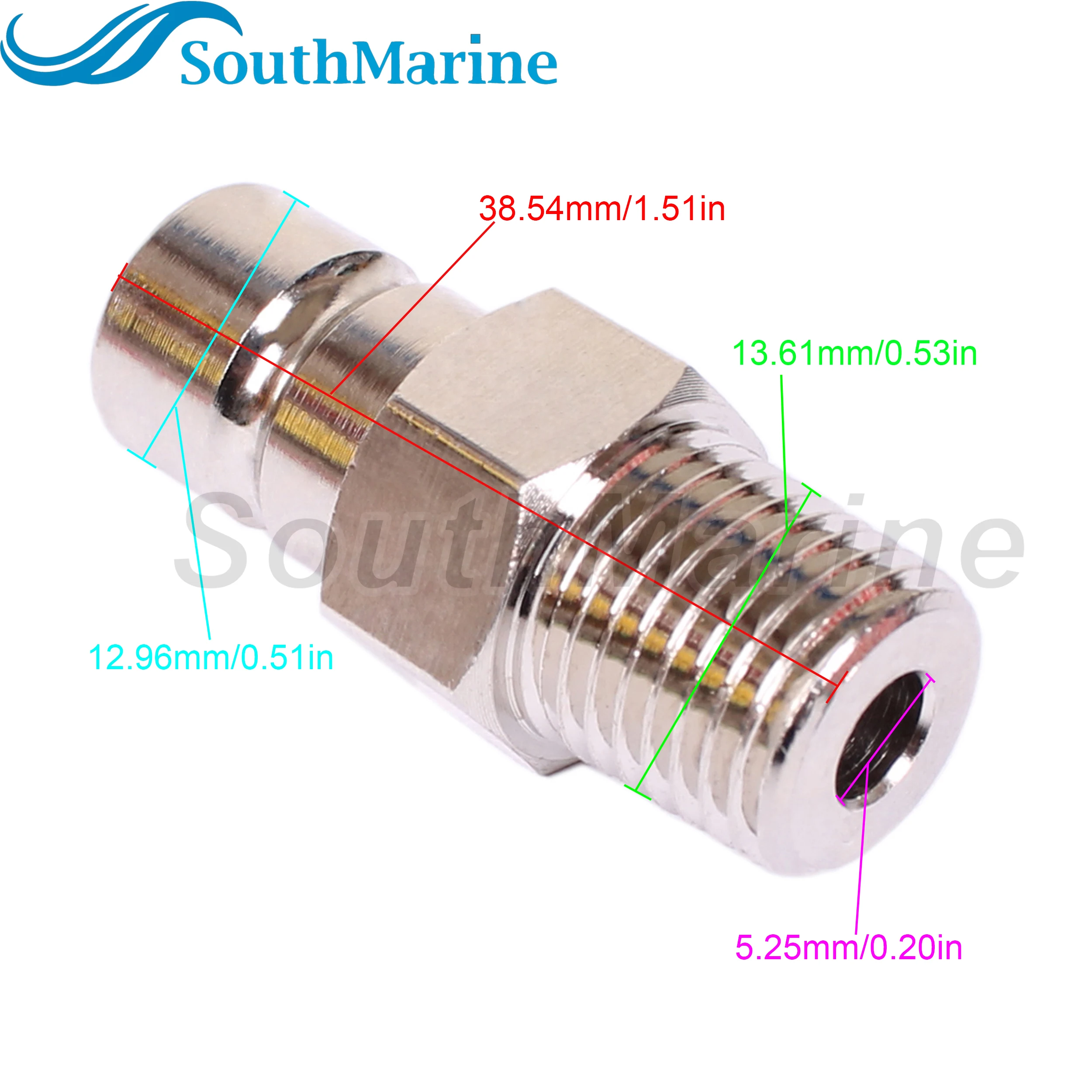 Anschluss für Kraftstoff leitungs stecker des Bootsmotors 1303-10 für Honda 033496 "Npt-Stecker, ('91 & neuer), verchromt, Tanks eite mal